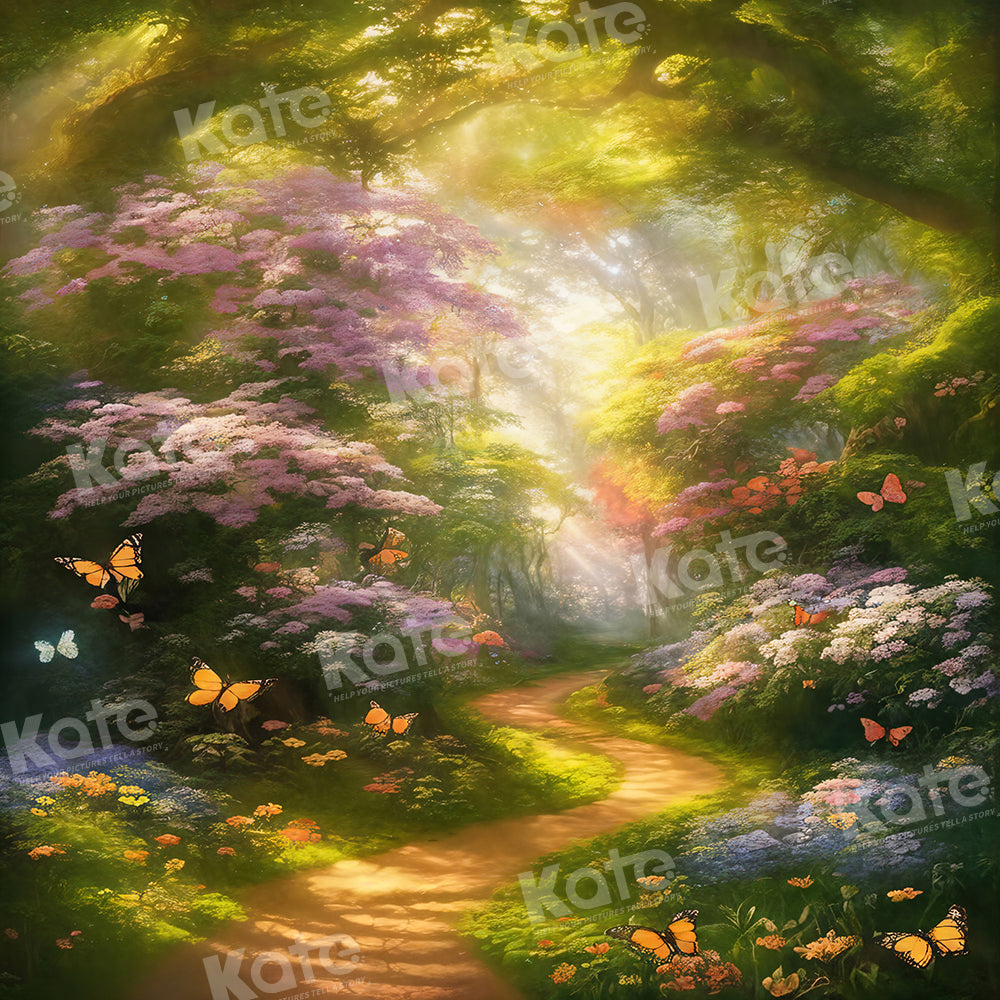 Kate Été Jungle Fleur Jardin Papillon Toile de fond pour la photographie - Kate Backdrop FR