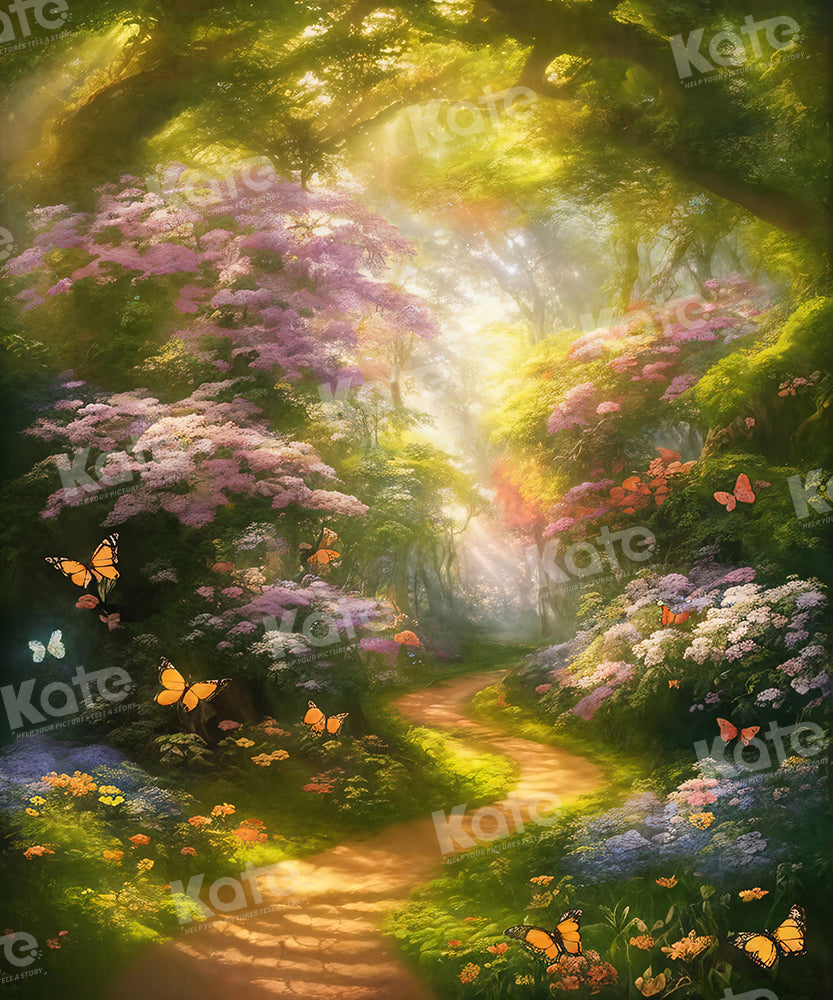 Kate Été Jungle Fleur Jardin Papillon Toile de fond pour la photographie - Kate Backdrop FR