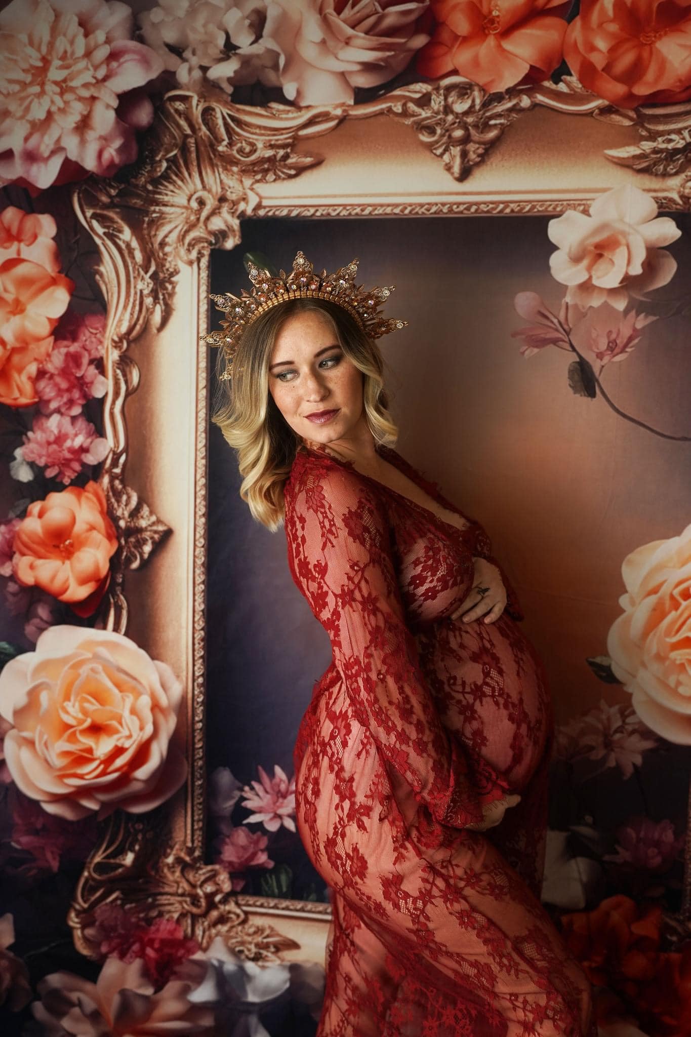 Kate Beaux-Arts Fleurs rouges Cadre photo Toile de fond conçue par Emetselch - Kate Backdrop FR