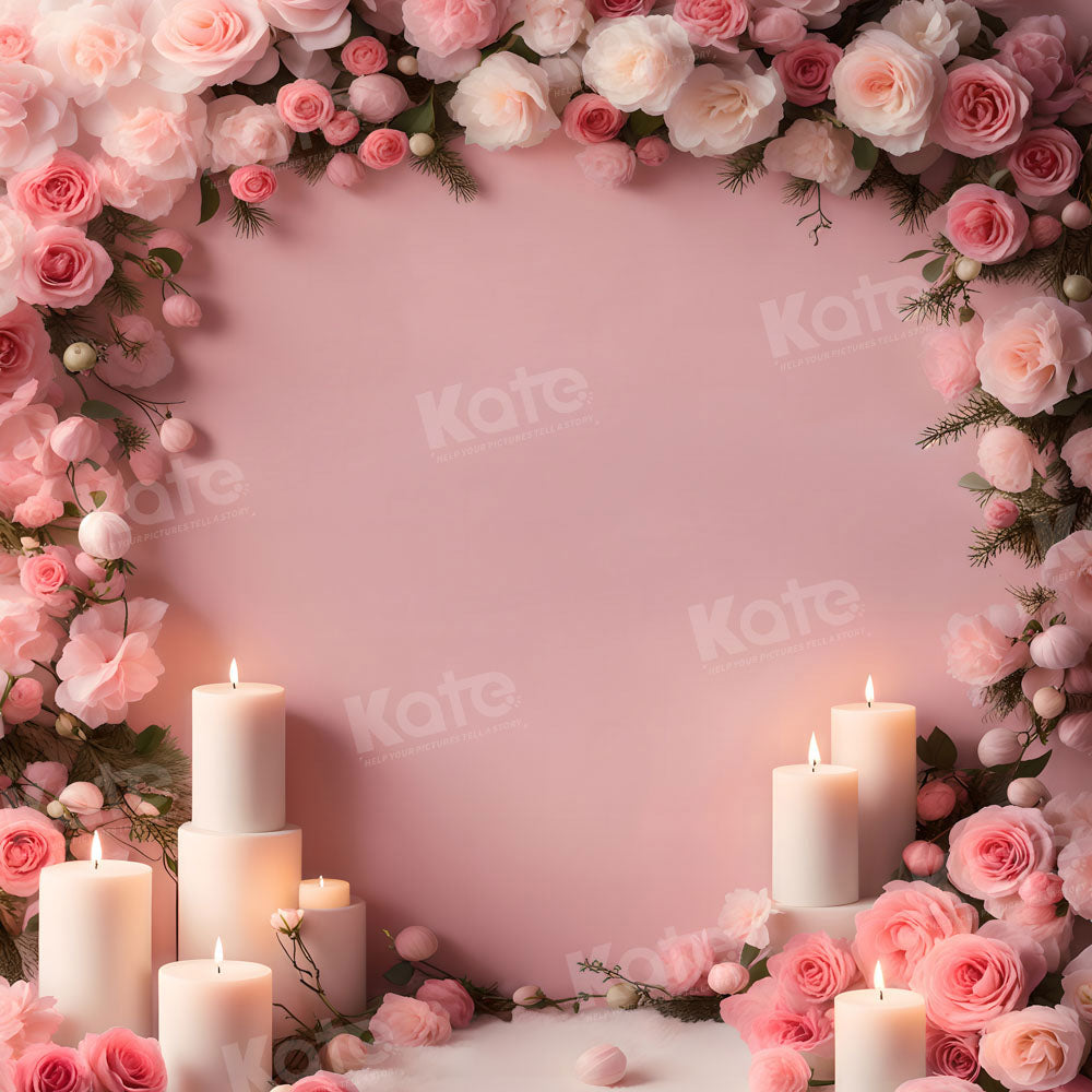 Kate Saint Valentin Rose Fleurs Bougies Toile de fond pour la photographie