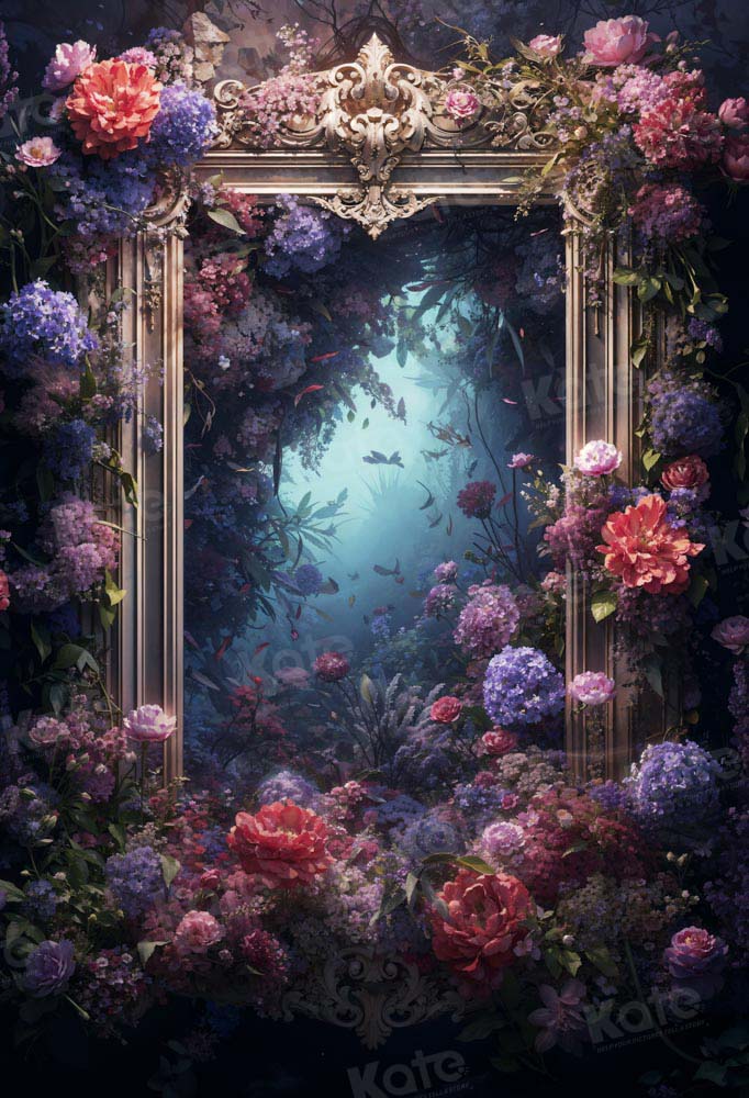 Kate Bleu Fleurs Miroir Mystérieux Toile de fond conçue par Chain Photographie