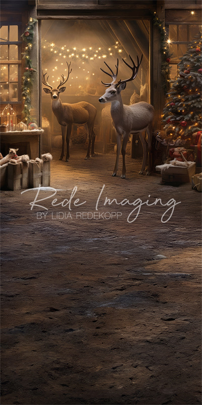 Kate Balayage Noël Écurie de rennes Toile de fond conçue par Lidia Redekopp