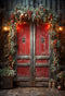 Kate Noël Porte en bois Rouge Toile de fond conçue par Emetselch - Kate Backdrop FR