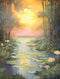 Kate Été Coucher de soleil Étang de Lotus Toile de fond conçue par GQ - Kate Backdrop FR