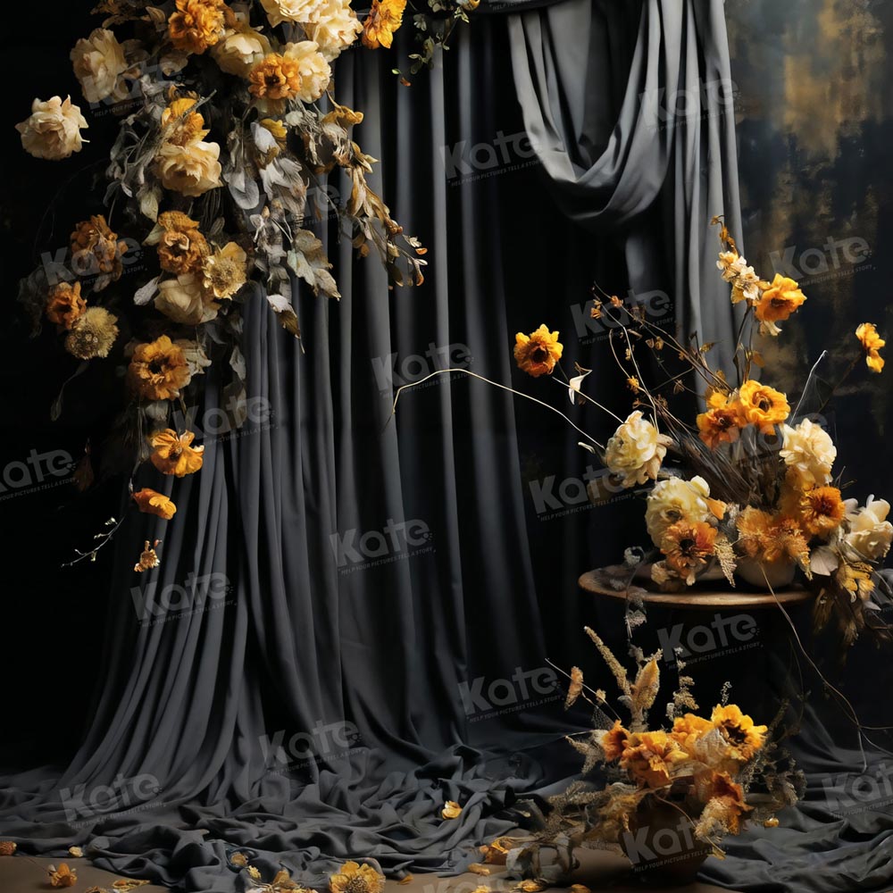 Kate Artistique Fleur Jaune Rideau Toile de fond conçue par Chain Photographie