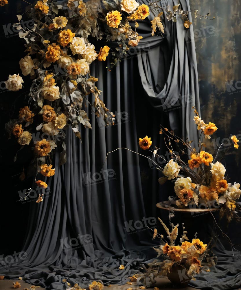 Kate Artistique Fleur Jaune Rideau Toile de fond conçue par Chain Photographie - Kate Backdrop FR