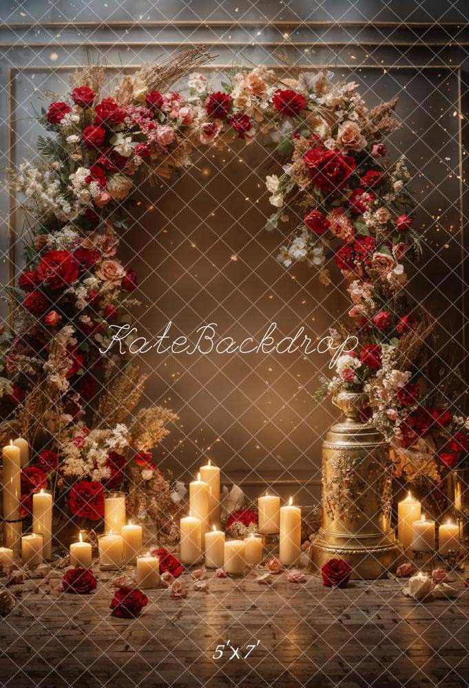 Kate Saint Valentin Fleurs Bougie Mariage Toile de fond conçue par Chain Photographie - Kate Backdrop FR