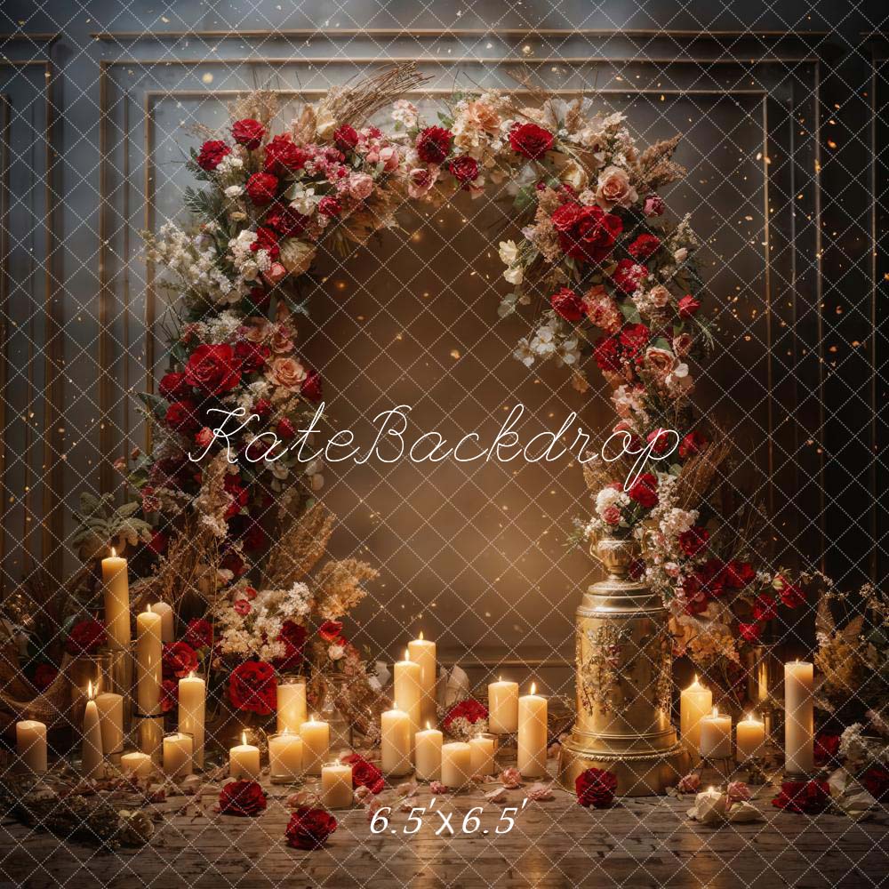 Kate Saint Valentin Fleurs Bougie Mariage Toile de fond conçue par Chain Photographie - Kate Backdrop FR