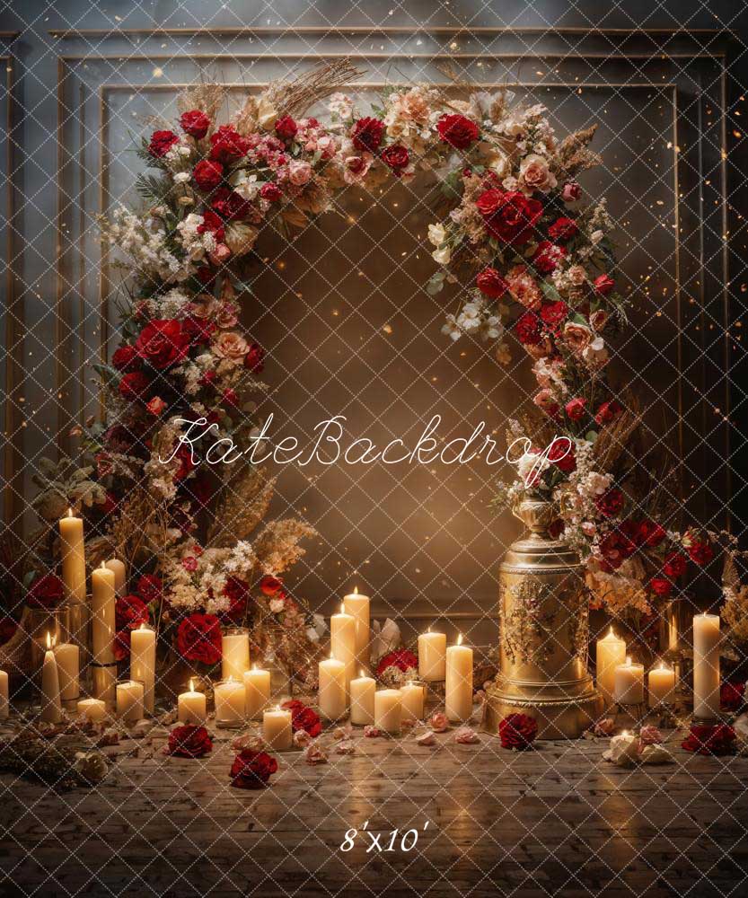 Kate Saint Valentin Fleurs Bougie Mariage Toile de fond conçue par Chain Photographie - Kate Backdrop FR