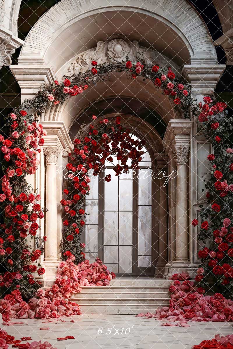Kate Saint Valentin Arche de fleurs Rouge Palais Toile de fond conçue par Chain Photographie - Kate Backdrop FR