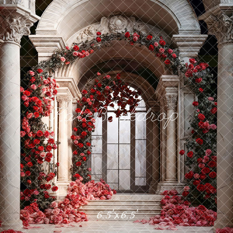 Kate Saint Valentin Arche de fleurs Rouge Palais Toile de fond conçue par Chain Photographie - Kate Backdrop FR