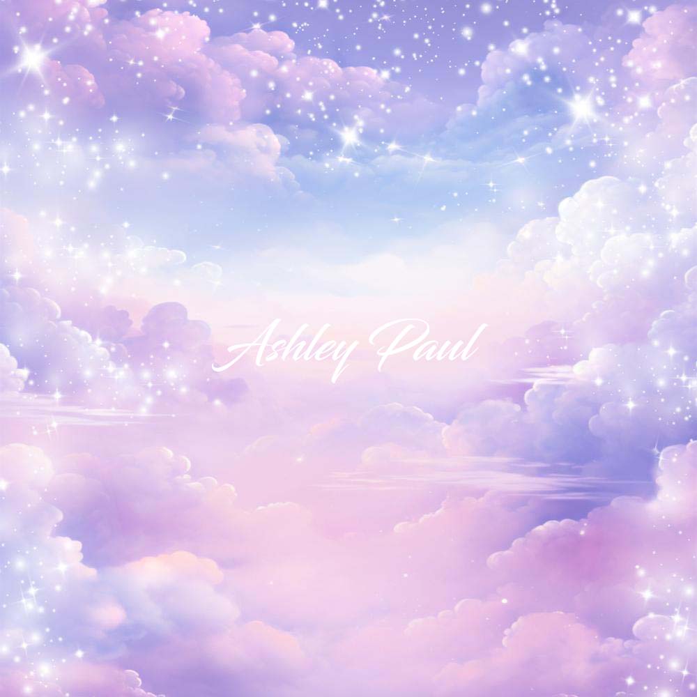 Kate Violet Étoiles Nuages Ciel Toile de fond conçue par Ashley Paul - Kate Backdrop FR