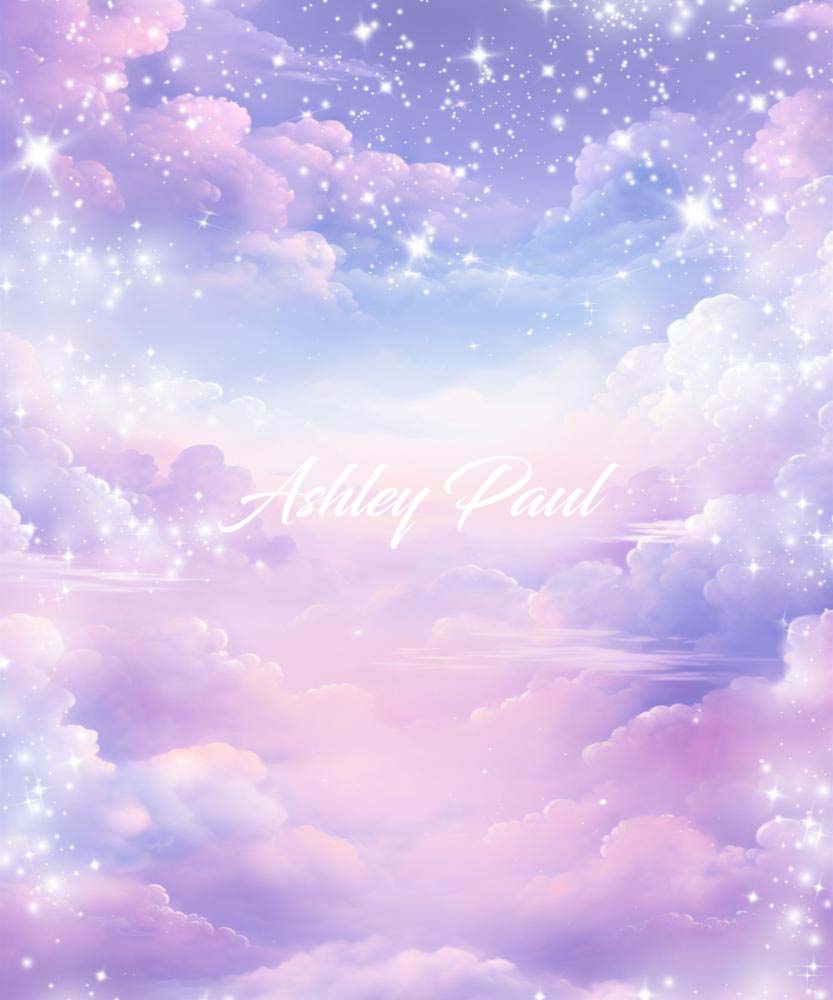 Kate Violet Étoiles Nuages Ciel Toile de fond conçue par Ashley Paul - Kate Backdrop FR