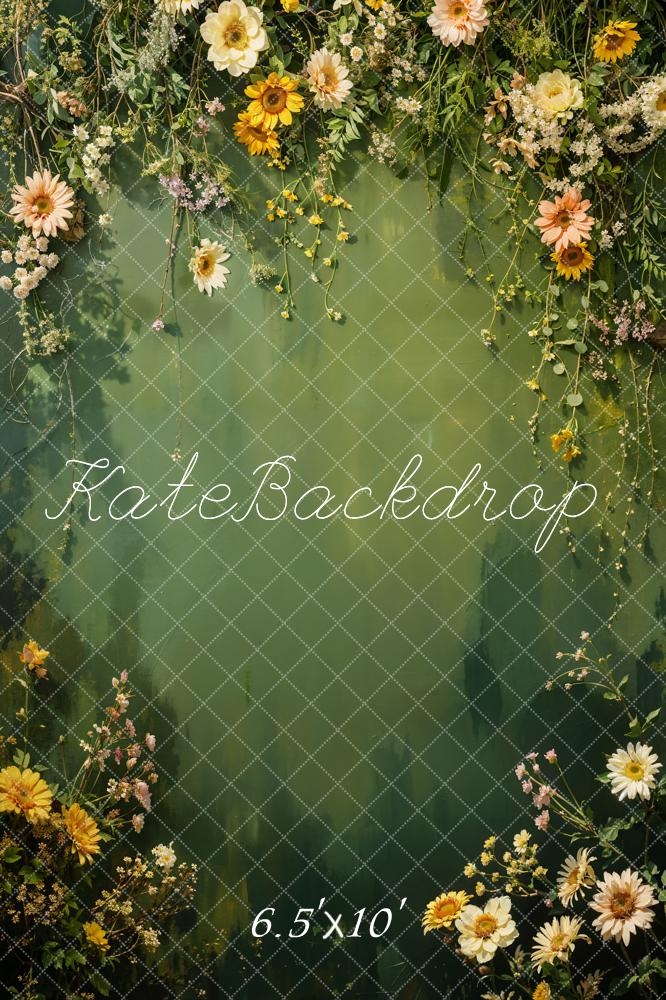 Kate Printemps Vert Fleurs Toile de fond conçue par Chain Photographie - Kate Backdrop FR