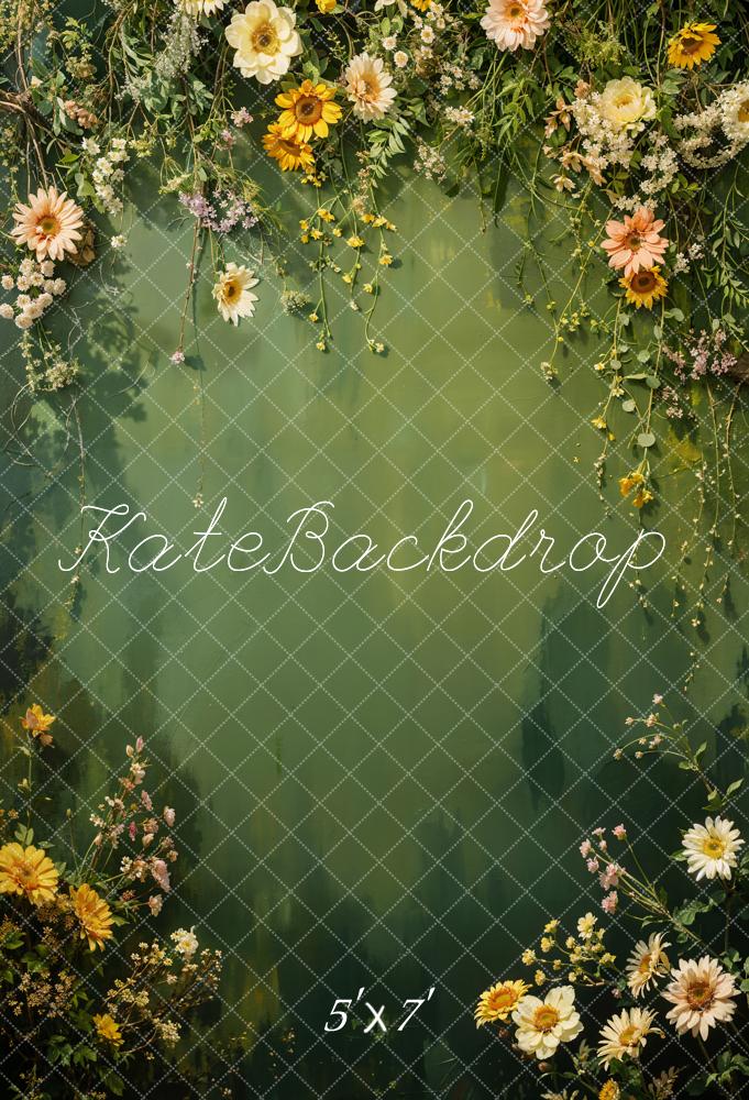 Kate Printemps Vert Fleurs Toile de fond conçue par Chain Photographie - Kate Backdrop FR