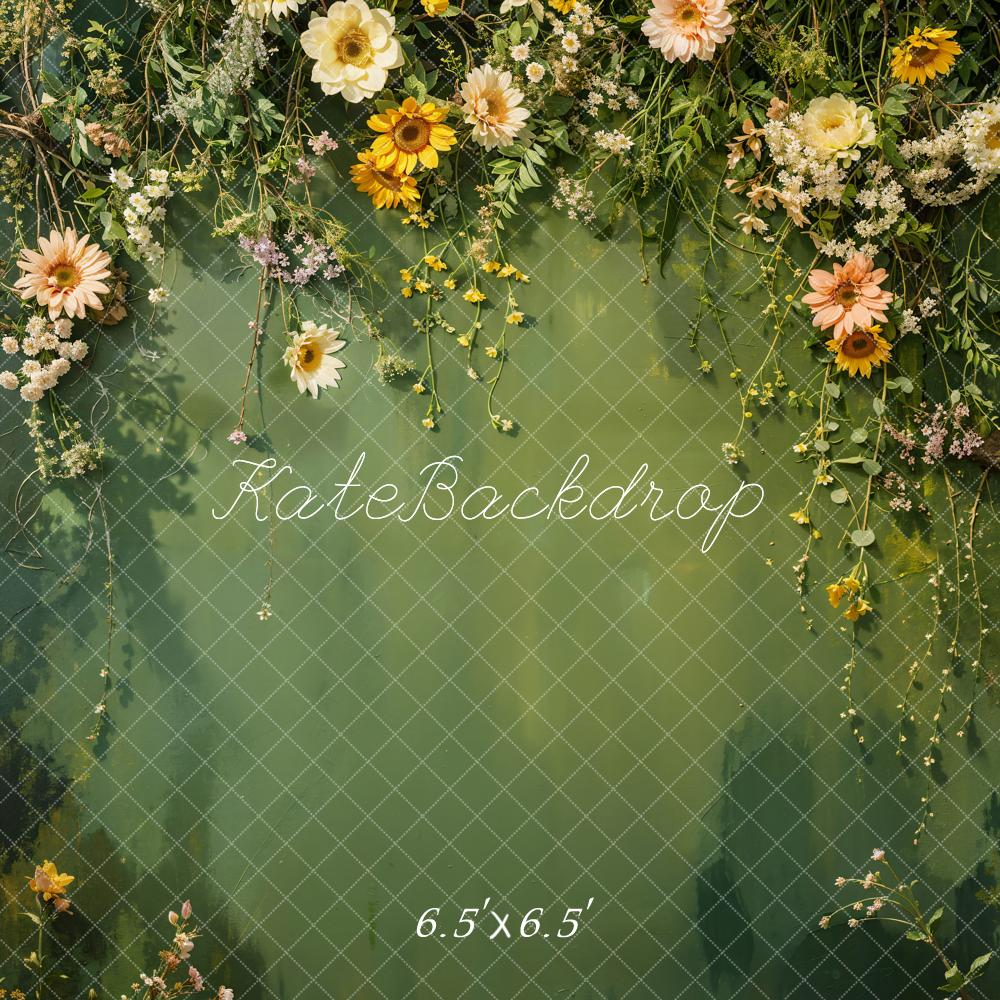 Kate Printemps Vert Fleurs Toile de fond conçue par Chain Photographie - Kate Backdrop FR