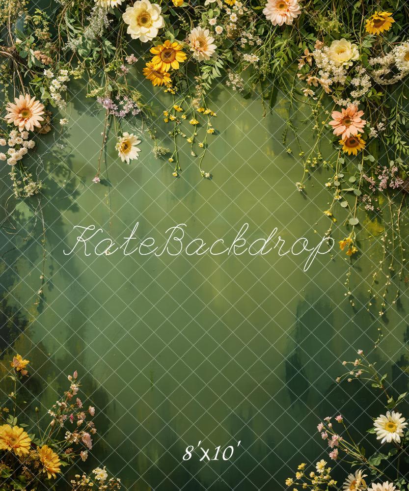 Kate Printemps Vert Fleurs Toile de fond conçue par Chain Photographie - Kate Backdrop FR