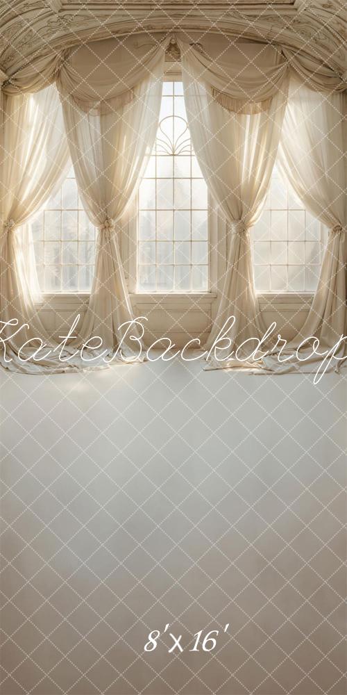 Kate Sweep Mur-à-Sol Élégant Blanc Rideau Fenêtre en arc Toile de fond conçue par Emetselch - Kate Backdrop FR