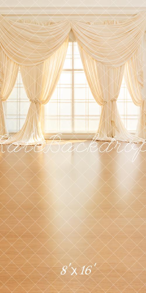 Kate Sweep Mur-à-Sol Vintage Beige Rideau Fenêtre Soleil Toile de fond conçue par Emetselch - Kate Backdrop FR