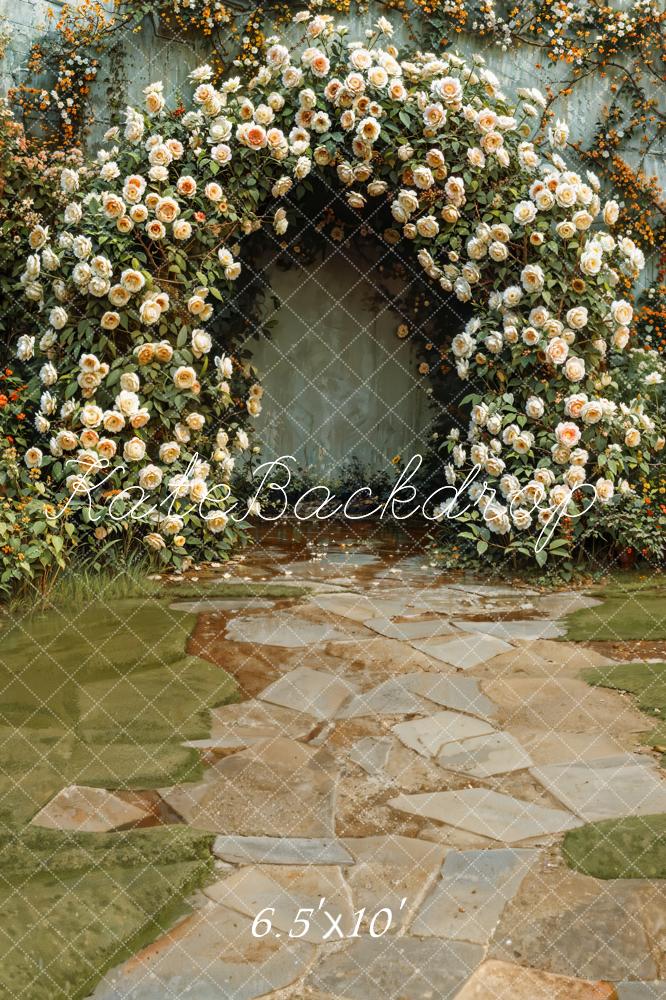 Kate Printemps Prairie Chemin de pierre Arche Florale Toile de fond conçue par Emetselch - Kate Backdrop FR
