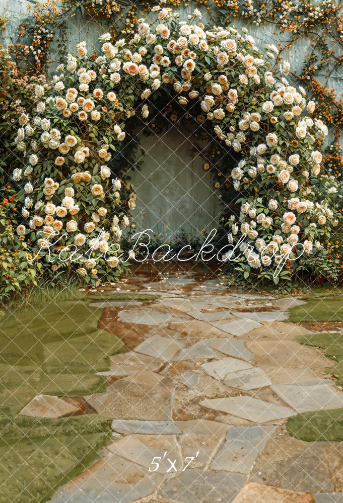 Kate Printemps Prairie Chemin de pierre Arche Florale Toile de fond conçue par Emetselch - Kate Backdrop FR
