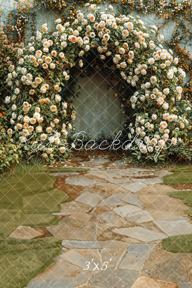 Kate Printemps Prairie Chemin de pierre Arche Florale Toile de fond conçue par Emetselch - Kate Backdrop FR