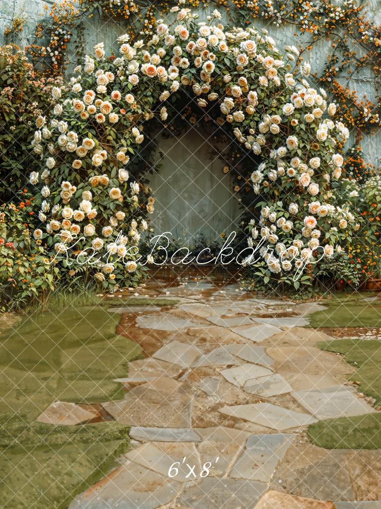Kate Printemps Prairie Chemin de pierre Arche Florale Toile de fond conçue par Emetselch - Kate Backdrop FR