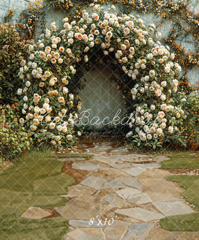 Kate Printemps Prairie Chemin de pierre Arche Florale Toile de fond conçue par Emetselch - Kate Backdrop FR