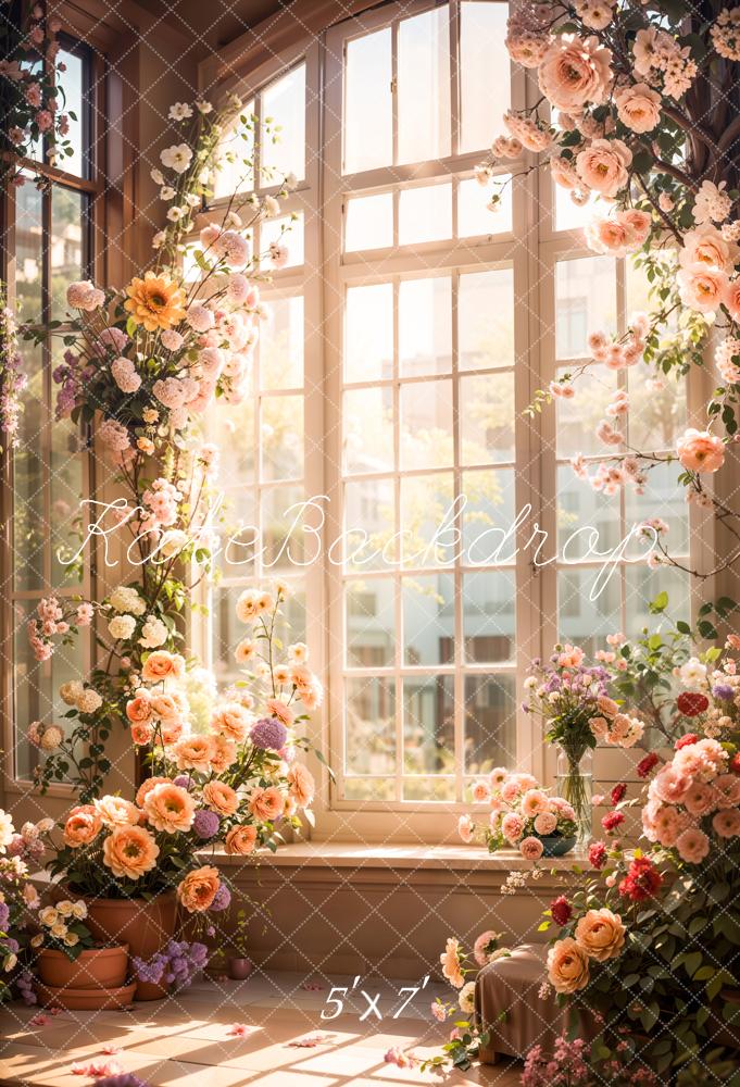 Kate Printemps Soleil Intérieur Fleurs Fenêtre Toile de fond conçue par Emetselch