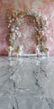 Kate Sweep Mur-à-Sol Marbre Lapin Arche Fleurs Rose Toile de fond conçue par Megan Leigh - Kate Backdrop FR