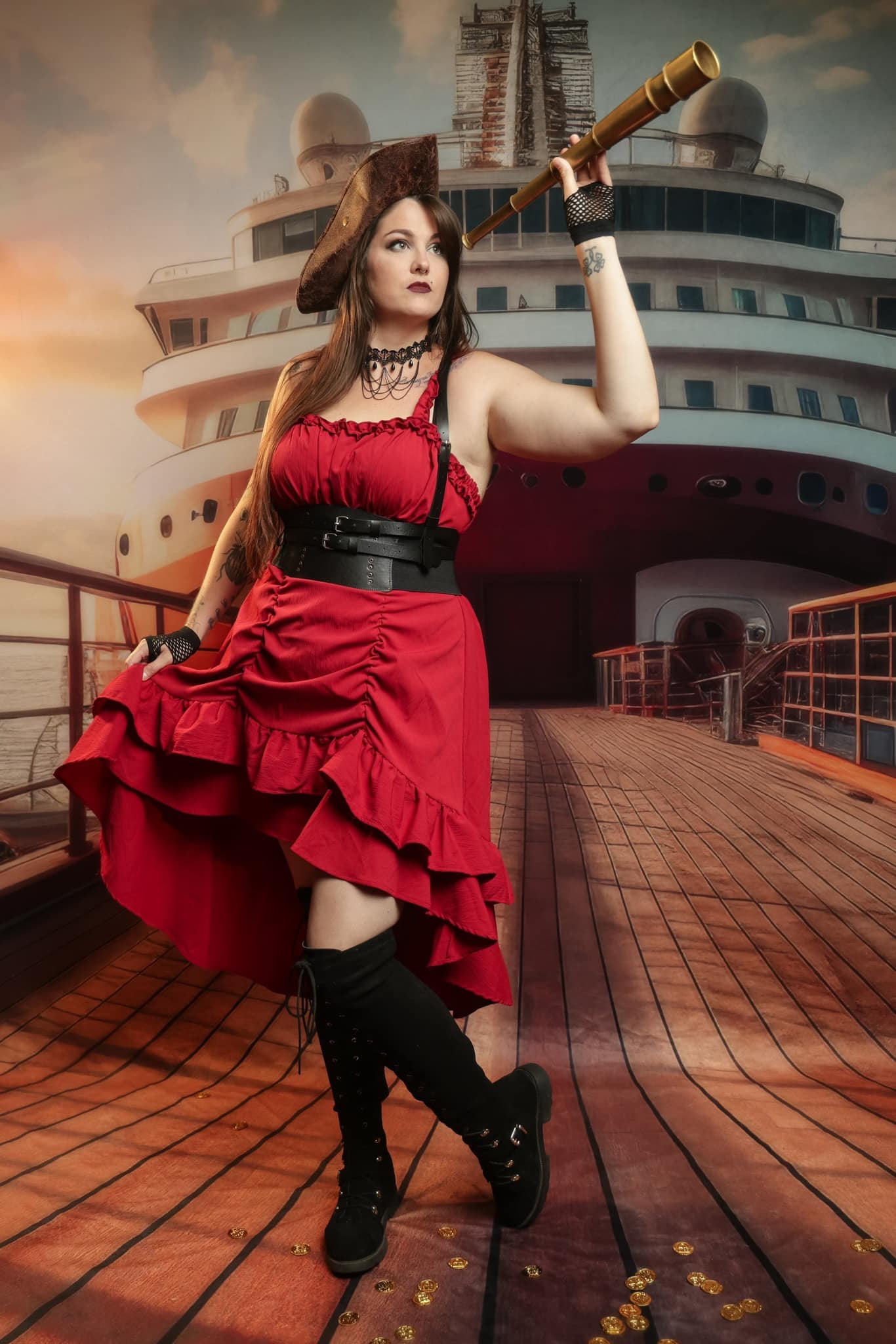 Kate Sweep Mur-à-Sol Croisière avec moi Bateau Voyage Toile de fond conçue par Lidia Redekopp - Kate Backdrop FR
