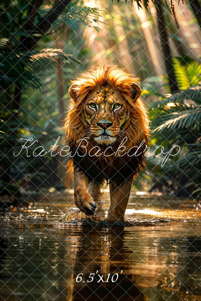 Kate Été Nature Tropical Forêt tropicale Rivière Lion Toile de fond conçue par Chain Photographie