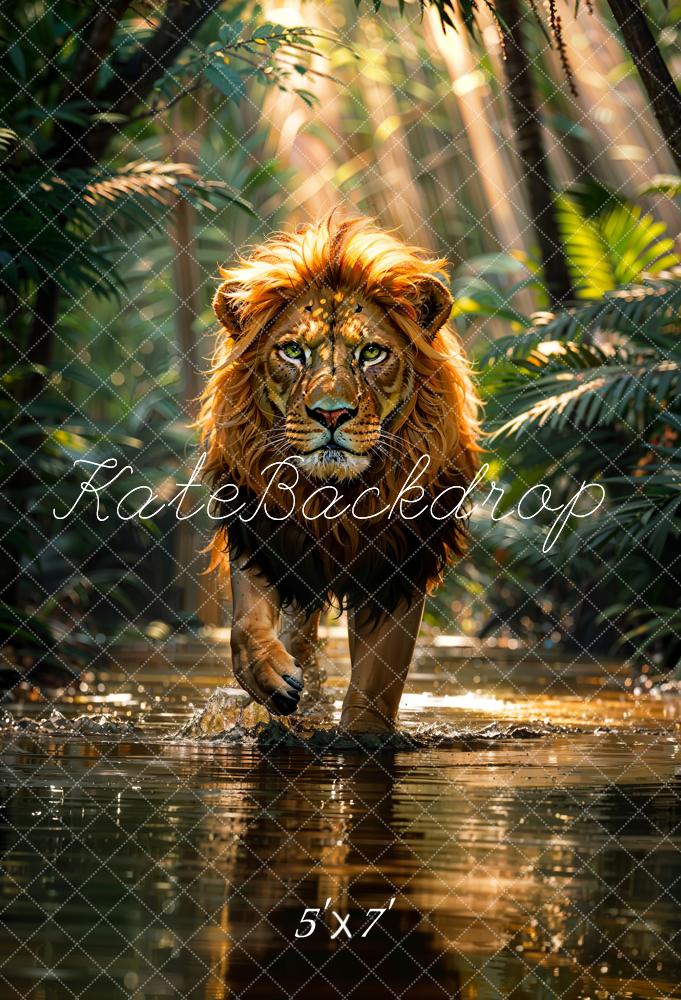 Kate Été Nature Tropical Forêt tropicale Rivière Lion Toile de fond conçue par Chain Photographie - Kate Backdrop FR