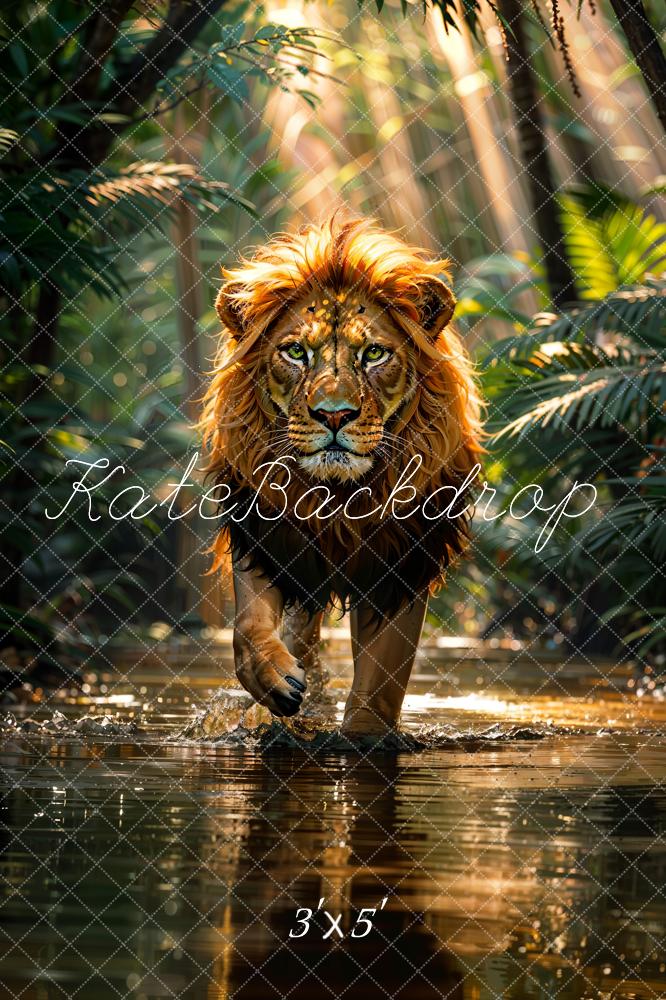 Kate Été Nature Tropical Forêt tropicale Rivière Lion Toile de fond conçue par Chain Photographie