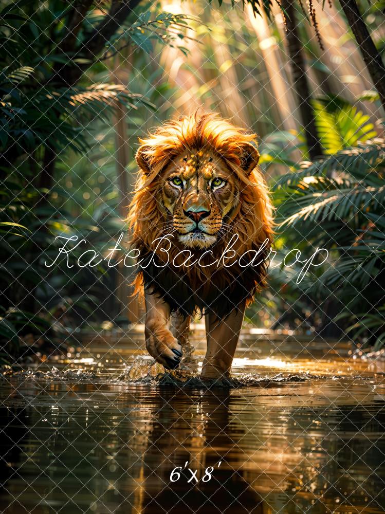 Kate Été Nature Tropical Forêt tropicale Rivière Lion Toile de fond conçue par Chain Photographie - Kate Backdrop FR