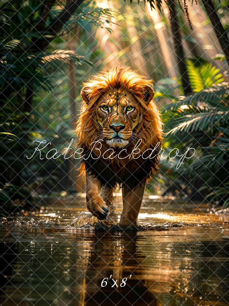 Kate Été Nature Tropical Forêt tropicale Rivière Lion Toile de fond conçue par Chain Photographie