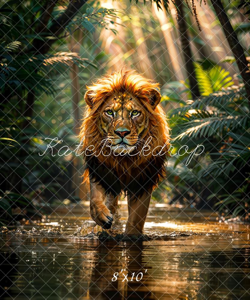 Kate Été Nature Tropical Forêt tropicale Rivière Lion Toile de fond conçue par Chain Photographie