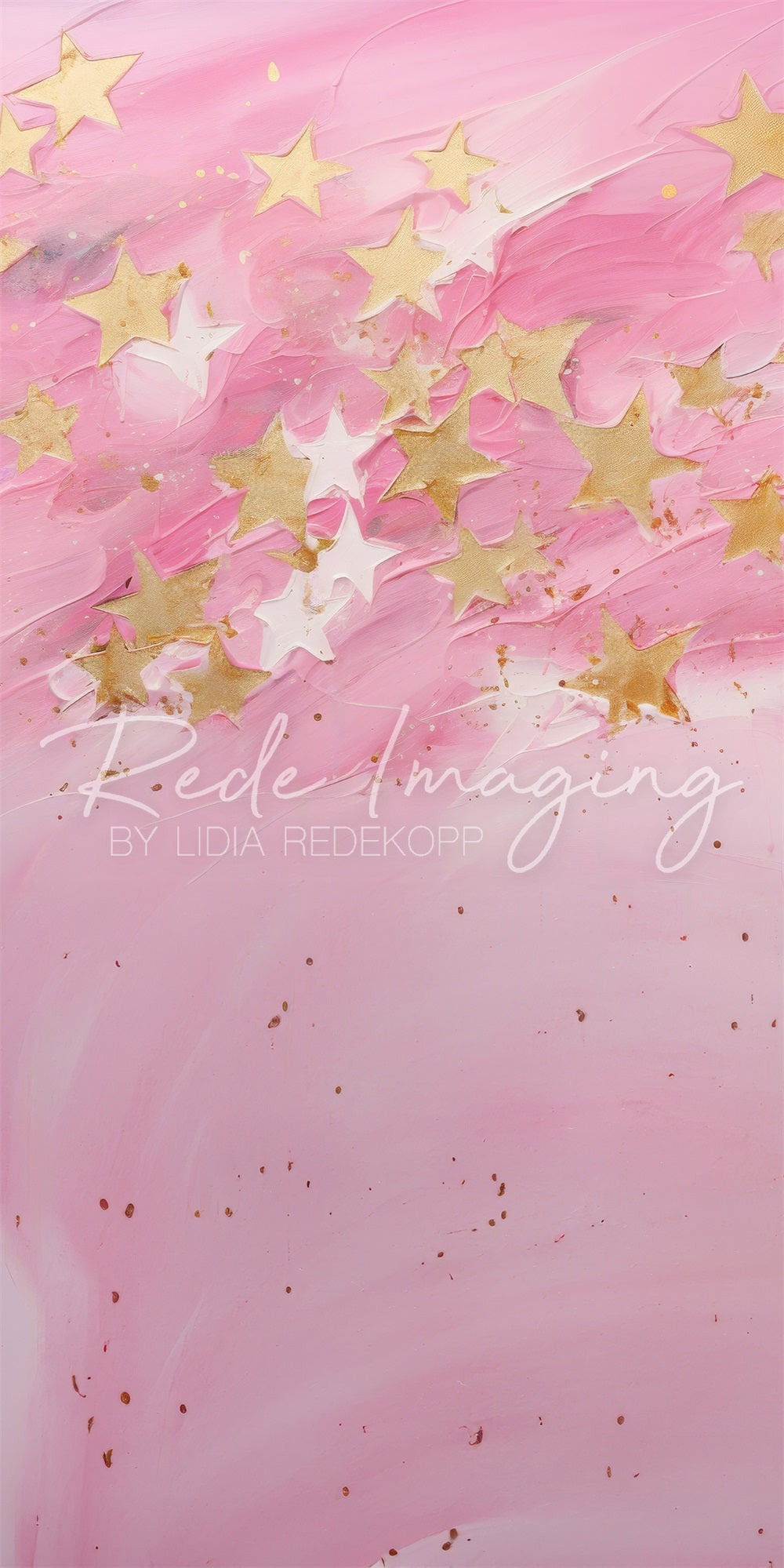 Kate Sweep Mur-à-Sol Peint Étoiles Rose et Doré Beaux-Arts Toile de fond conçue par Lidia Redekopp - Kate Backdrop FR