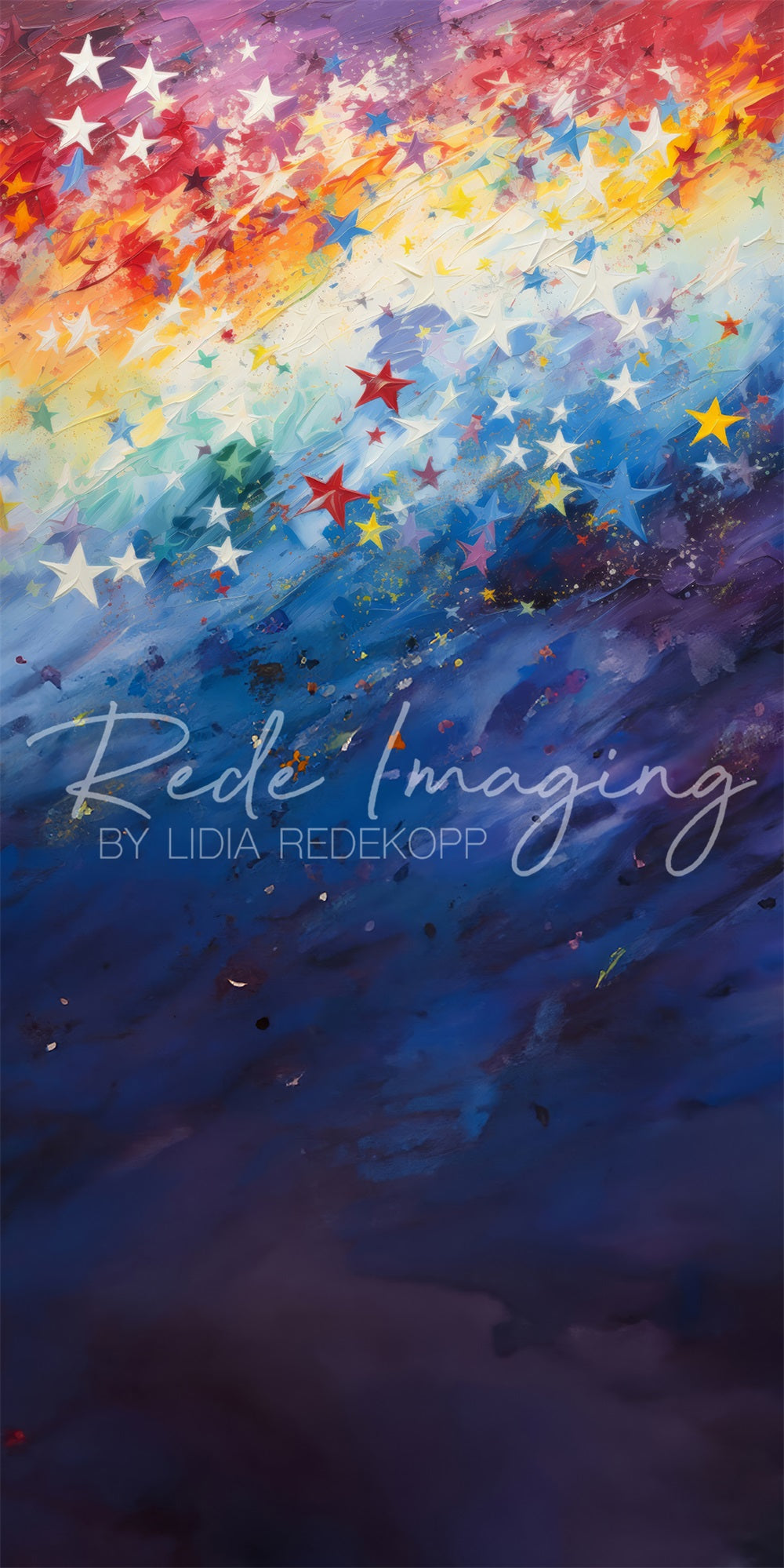 Kate Sweep Mur-à-Sol Peint Arc-en-ciel Étoiles Coloré Toile de fond conçue par Lidia Redekopp - Kate Backdrop FR