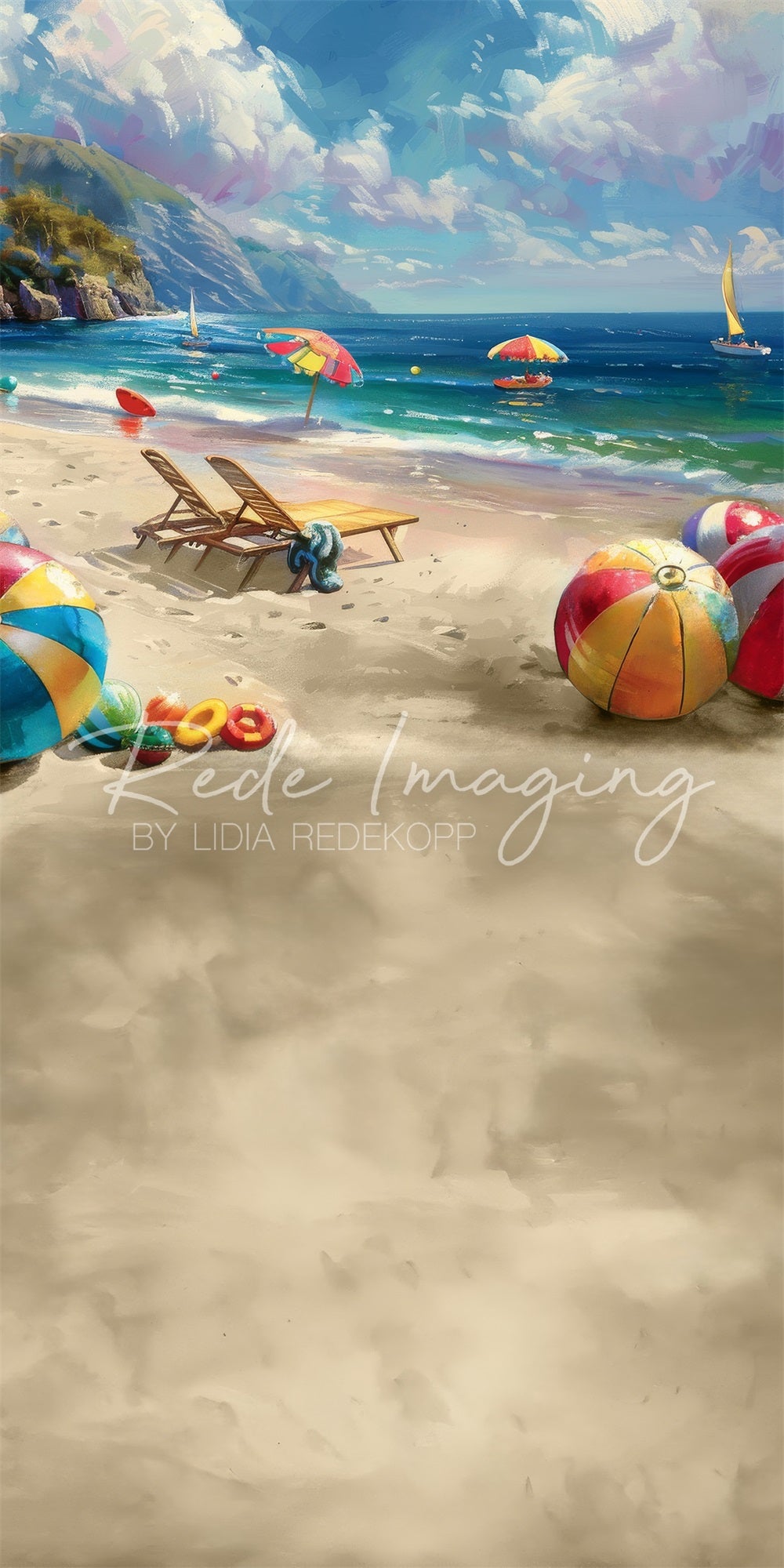 Kate Balayage Tranquillité Plage Été Beach-volley Toile de fond conçue par Lidia Redekopp