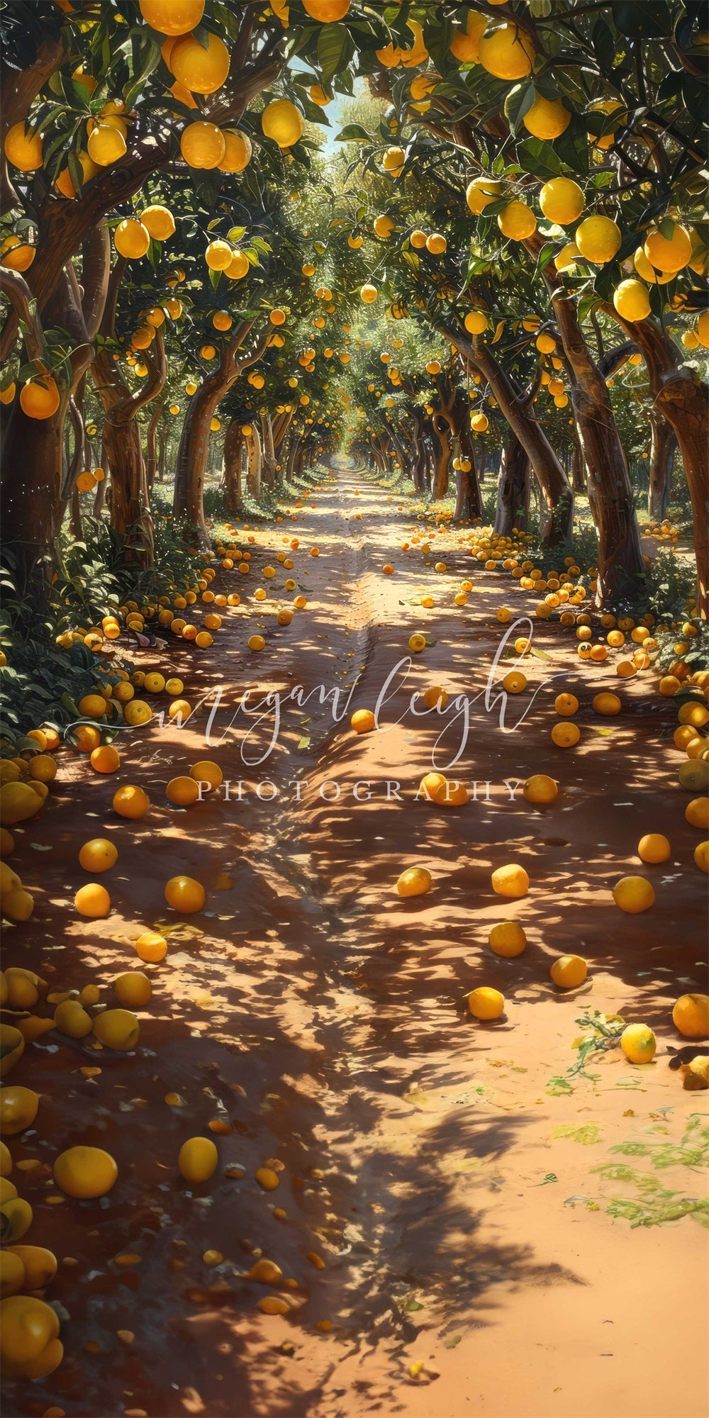 Kate Sweep Mur-à-Sol Citronnier Verger Chemin Été Toile de fond conçue par Megan Leigh - Kate Backdrop FR
