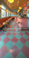 Kate Sweep Mur-à-Sol Rose Dîner Restaurant Rétro Toile de fond conçue par Megan Leigh - Kate Backdrop FR
