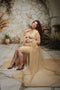 Kate Fendue Col en V Manches longues Robe de Grossesse pour Séance Photo - Kate Backdrop FR