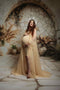 Kate Fendue Col en V Manches longues Robe de Grossesse pour Séance Photo - Kate Backdrop FR