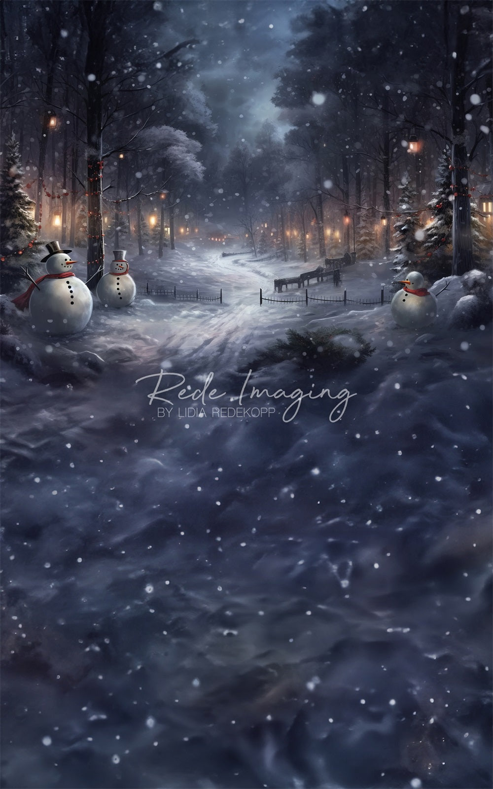 Kate Sweep Mur-à-Sol Noël Hiver Forêt Neige Toile de fond conçue par Lidia Redekopp - Kate Backdrop FR