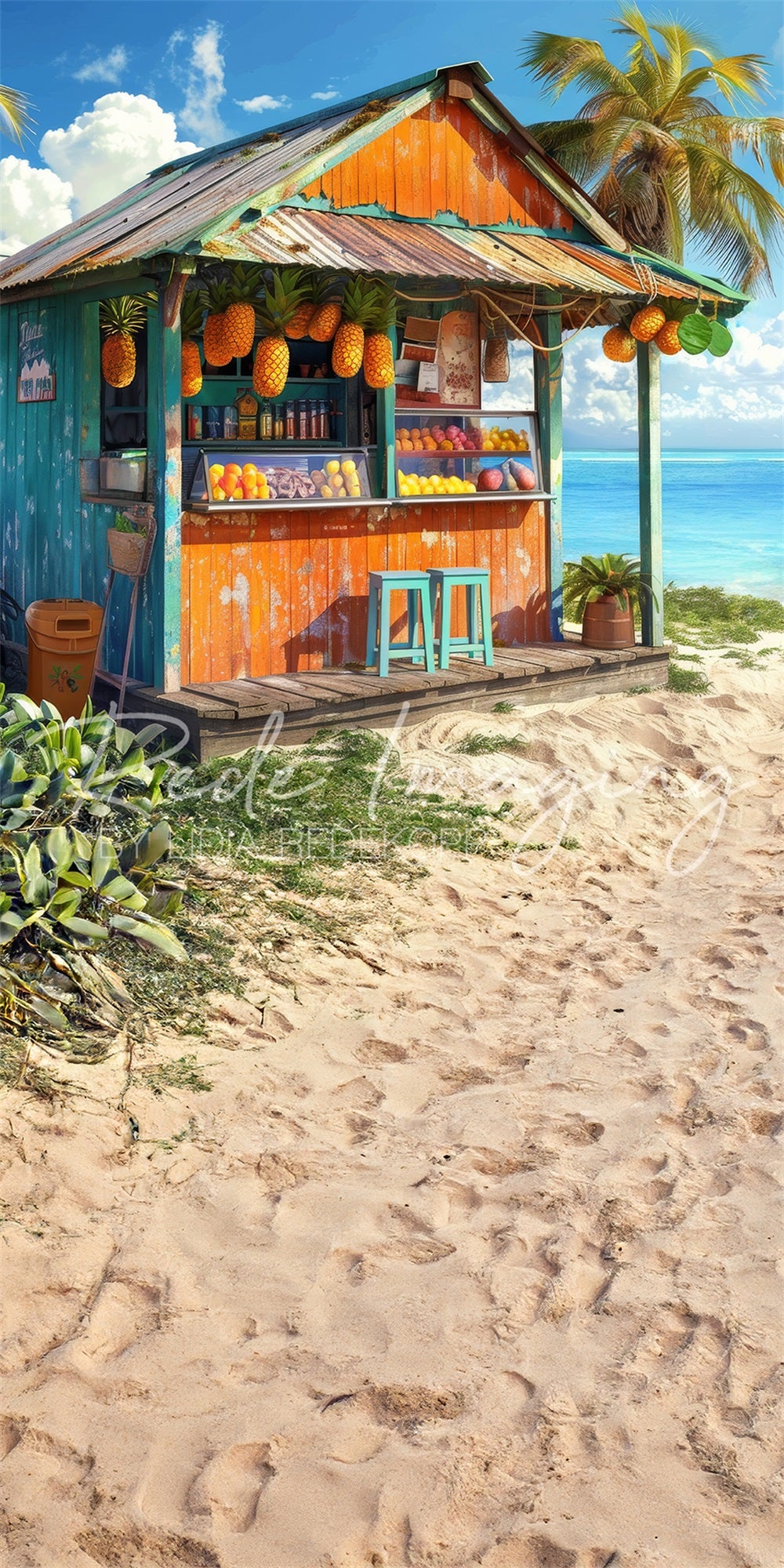 Kate Sweep Mur-à-Sol Été Mer Plage Magasin de fruits Toile de fond conçue par Lidia Redekopp - Kate Backdrop FR