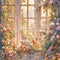Kate Beaux-Arts Fleur Doux Beige Fenêtre Toile de fond conçue par GQ - Kate Backdrop FR