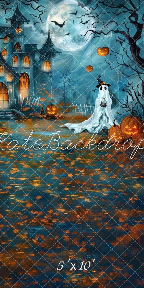 Kate Sweep Mur-à-Sol Halloween Fantôme Château Toile de fond conçue par Lidia Redekopp - Kate Backdrop FR