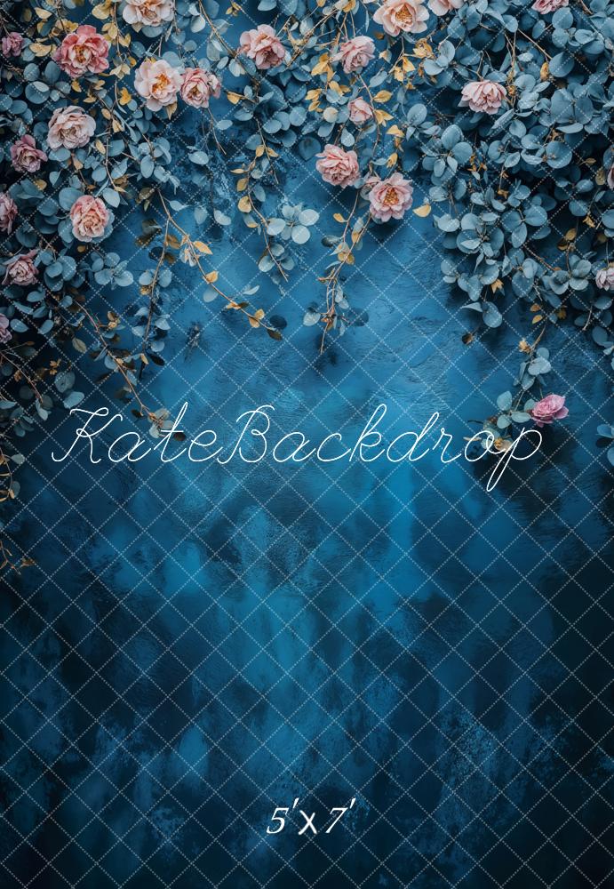 Kate Beaux-arts Fleurs Bleu Vintage Toile de fond conçue par Emetselch - Kate Backdrop FR