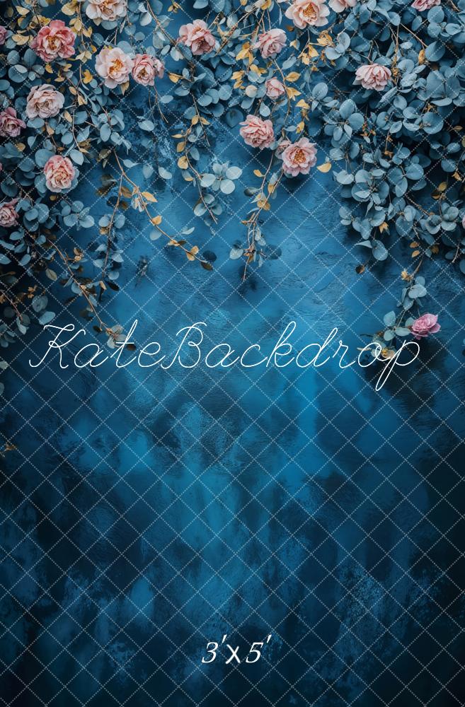 Kate Beaux-arts Fleurs Bleu Vintage Toile de fond conçue par Emetselch - Kate Backdrop FR
